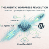 Diagram of an AI microchip orchestrating a fast WordPress site deployment using Claude, Hostinger, and Cloudflare.